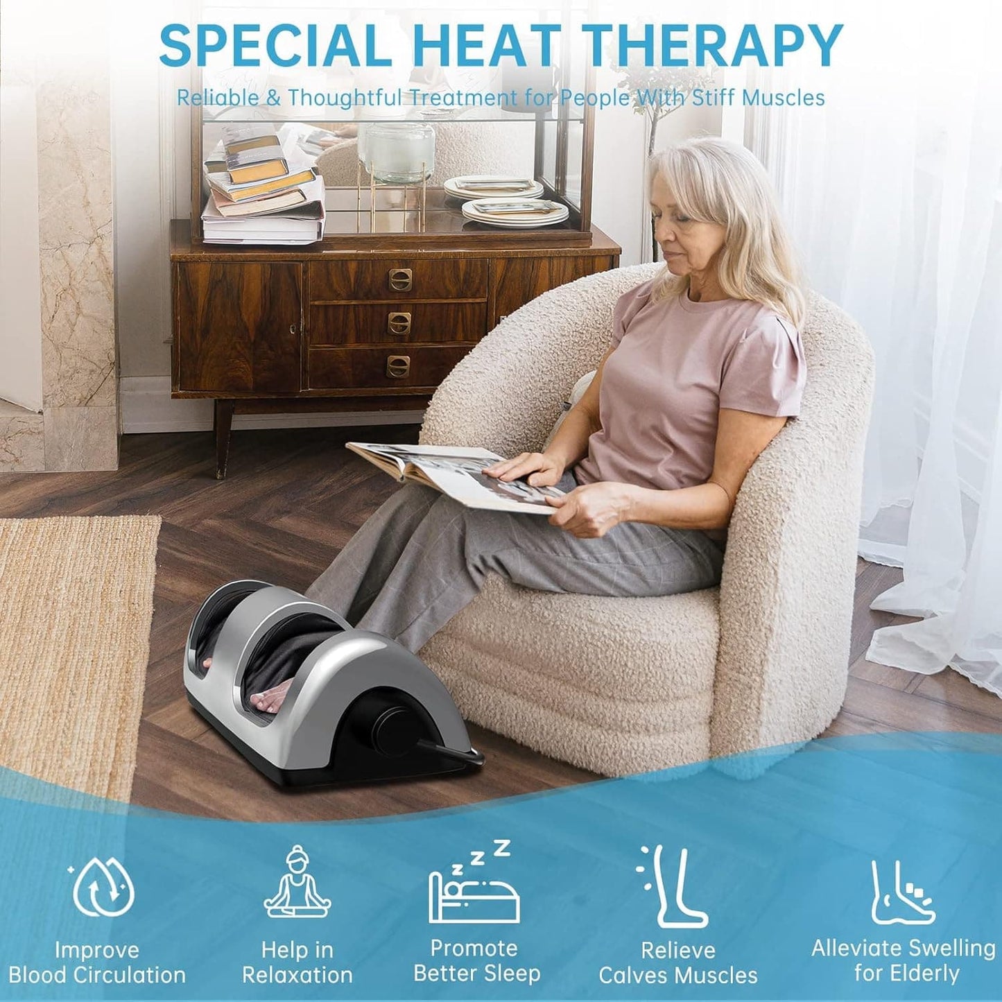 TISSCARE Shiatsu Massage Foot Massager Machine - Improves Blood Flow Circulation, Deep Kneading & Tissue with Heat/Remote, Neuropathy, Plantar Fasciitis, Diabetics, Pain Relief