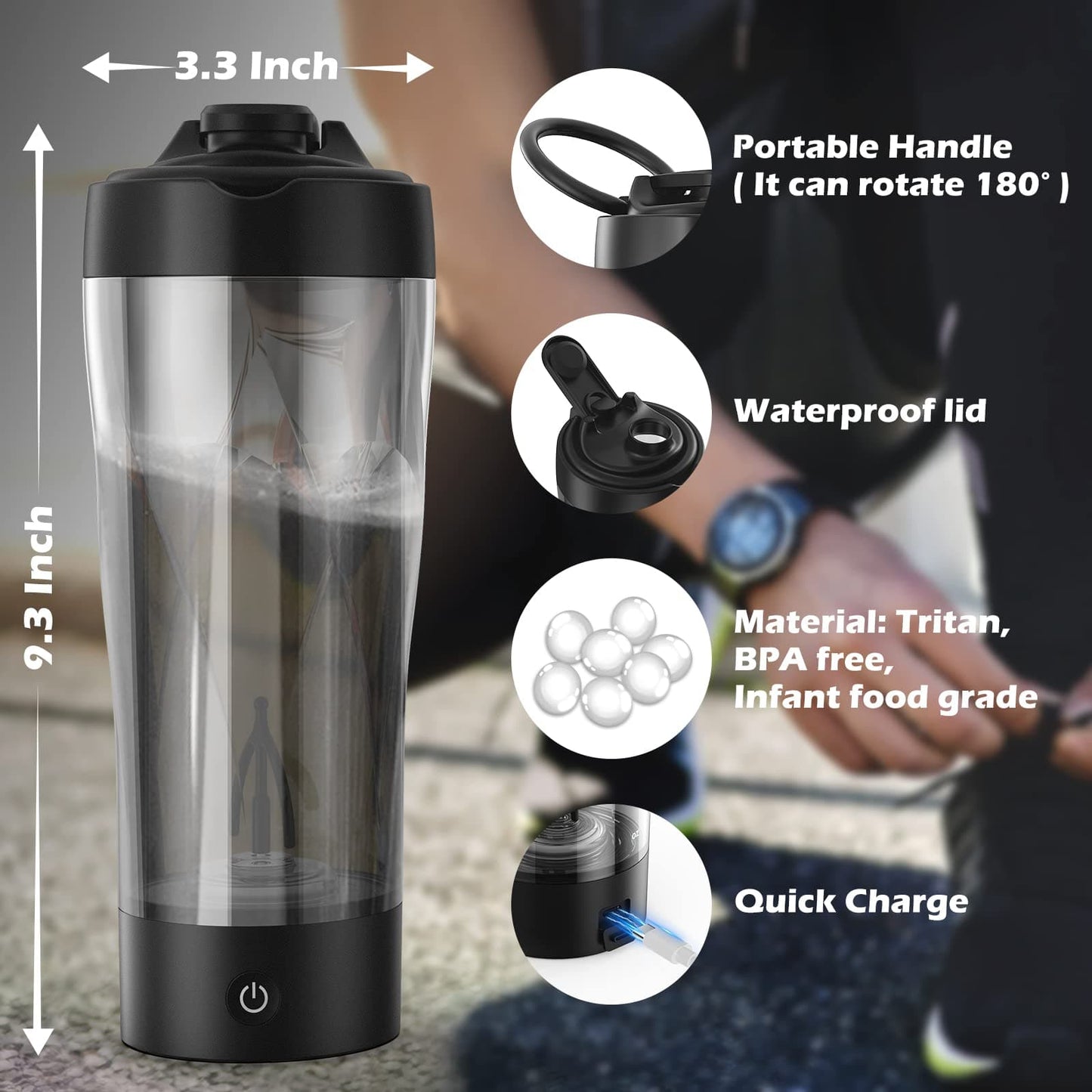 Aidek Botella Agitadora de Proteínas Eléctrica