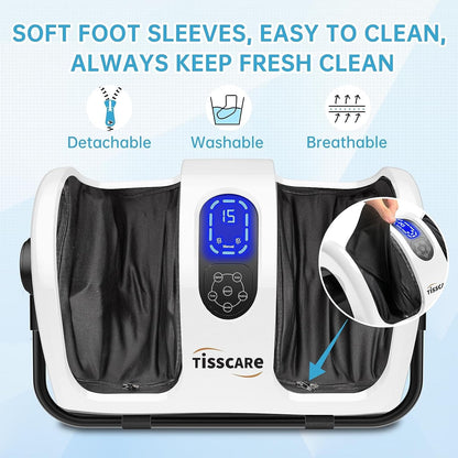 TISSCARE Shiatsu Massage Foot Massager Machine - Improves Blood Flow Circulation, Deep Kneading & Tissue with Heat/Remote, Neuropathy, Plantar Fasciitis, Diabetics, Pain Relief